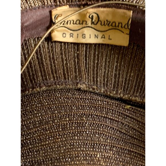 Norman Durand Ladies Brown Metallic Hat Sz 22 Vintage - Picture 14 of 16